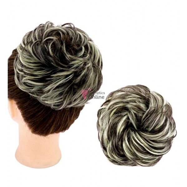 Coc modern din par artificial cu elastic FQ001105 Brunet cu Blond Deschis